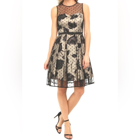 ⚡️HP⚡️Polka Dot Mesh Print  Fit and Flare Dress - Picture 14 of 16